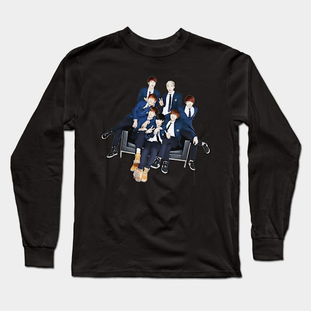 Bangtan Boys Cute Long Sleeve T-Shirt by inspectiongrilled